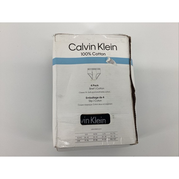 Calvin Klein Men's Classic Fit 100% Cotton Briefs Black Size Large - Picture 2 of 3